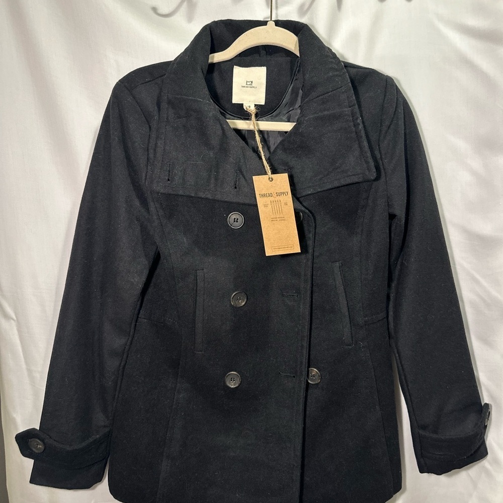 Women's Black Peacoat